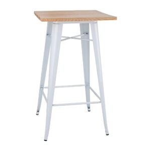 Bolero bistro bartafel met houten blad wit (enkel)