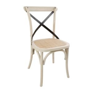Bolero houten stoel met gekruiste rugleuning ecru (2 stuks)