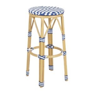 Bolero Parijse Stijl PE Rattan Barkrukken Blauw (2 stuks)