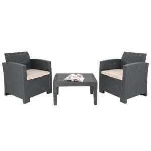 Bolero Pp Fauteuil En Tafel Rieten Set Grijs