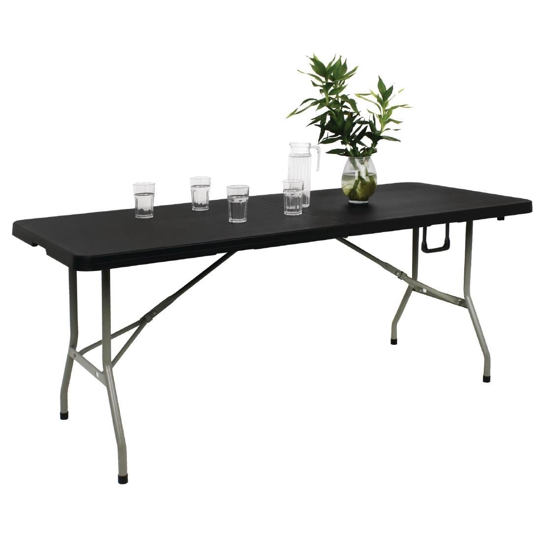bolero rechthoekige centraal opvouwbare tafel 6ft zwart Bolero Rechthoekige Centraal Opvouwbare Tafel 6ft Zwart