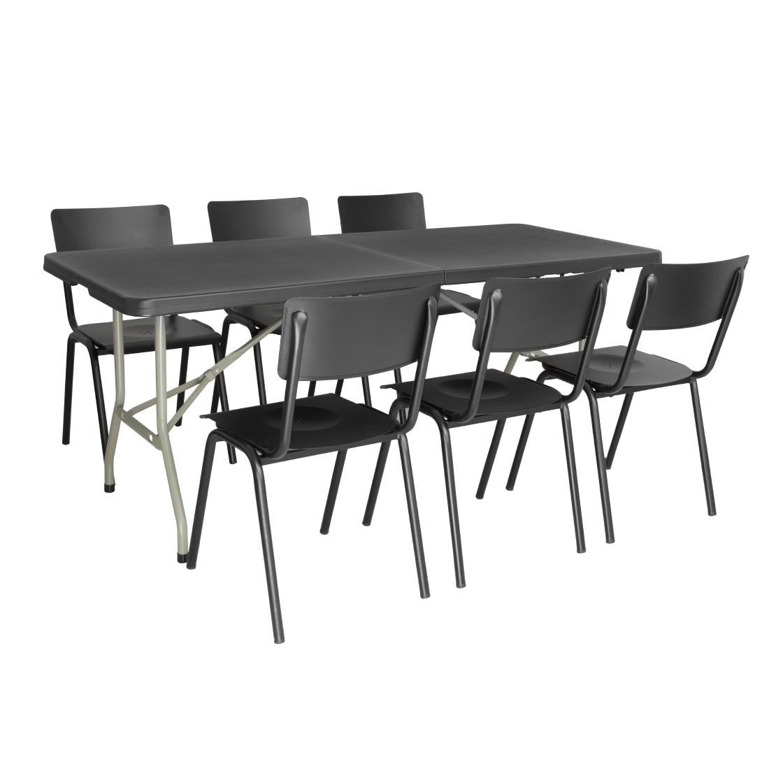 bolero rechthoekige centraal opvouwbare tafel 6ft zwart Bolero Rechthoekige Centraal Opvouwbare Tafel 6ft Zwart