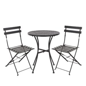 Bolero stalen tuinset zwart (tafel en twee stoelen)