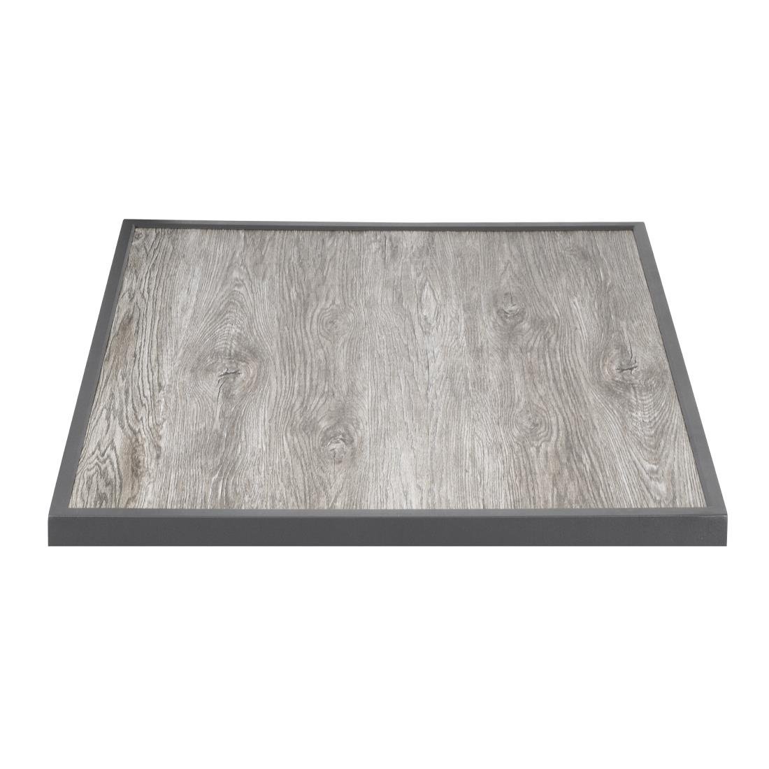 bolero tafelblad van gehard glas met houtnerfeffect voor buiten, grijze rand 700mm Bolero Tafelblad Van Gehard Glas Met Houtnerfeffect Voor Buiten, Grijze Rand 700mm