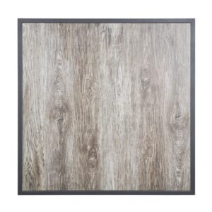 Bolero Tafelblad Van Gehard Glas Met Houtnerfeffect Voor Buiten, Grijze Rand 700mm