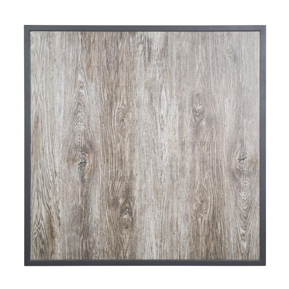 bolero tafelblad van gehard glas met houtnerfeffect voor buiten, grijze rand 700mm Bolero Tafelblad Van Gehard Glas Met Houtnerfeffect Voor Buiten, Grijze Rand 700mm