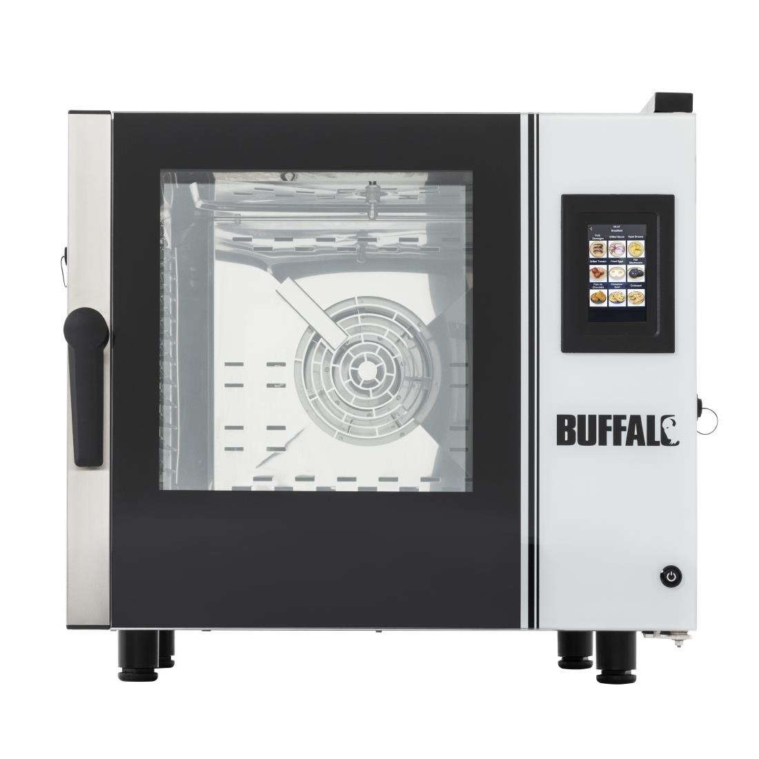 buffalo vrijstaande slimme touchscreen compacte combi oven 6 x gn 1/1 met installatiekit en afzuigkap Buffalo Vrijstaande Slimme Touchscreen Compacte Combi Oven 6 x GN 1/1 Met Installatiekit En Afzuigkap