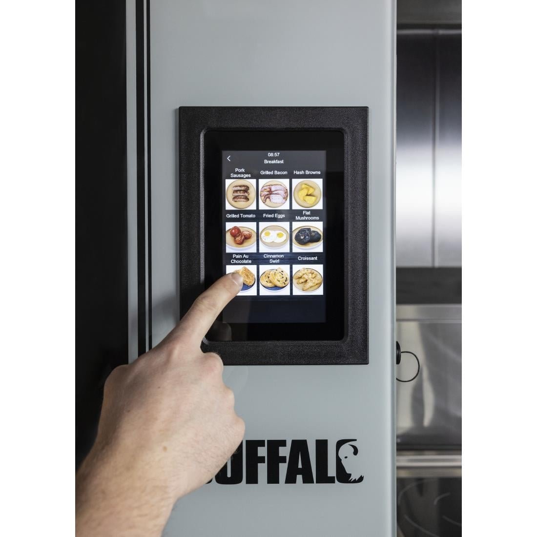 buffalo vrijstaande slimme touchscreen compacte combi oven 6 x gn 1/1 met installatiekit en afzuigkap Buffalo Vrijstaande Slimme Touchscreen Compacte Combi Oven 6 x GN 1/1 Met Installatiekit En Afzuigkap