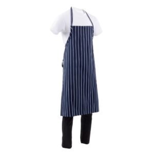 Chef Works Premium geweven schort blauw-wit gestreept