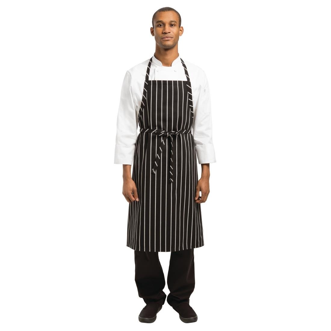 chef works premium geweven schort zwart wit gestreept Chef Works Premium geweven schort zwart-wit gestreept