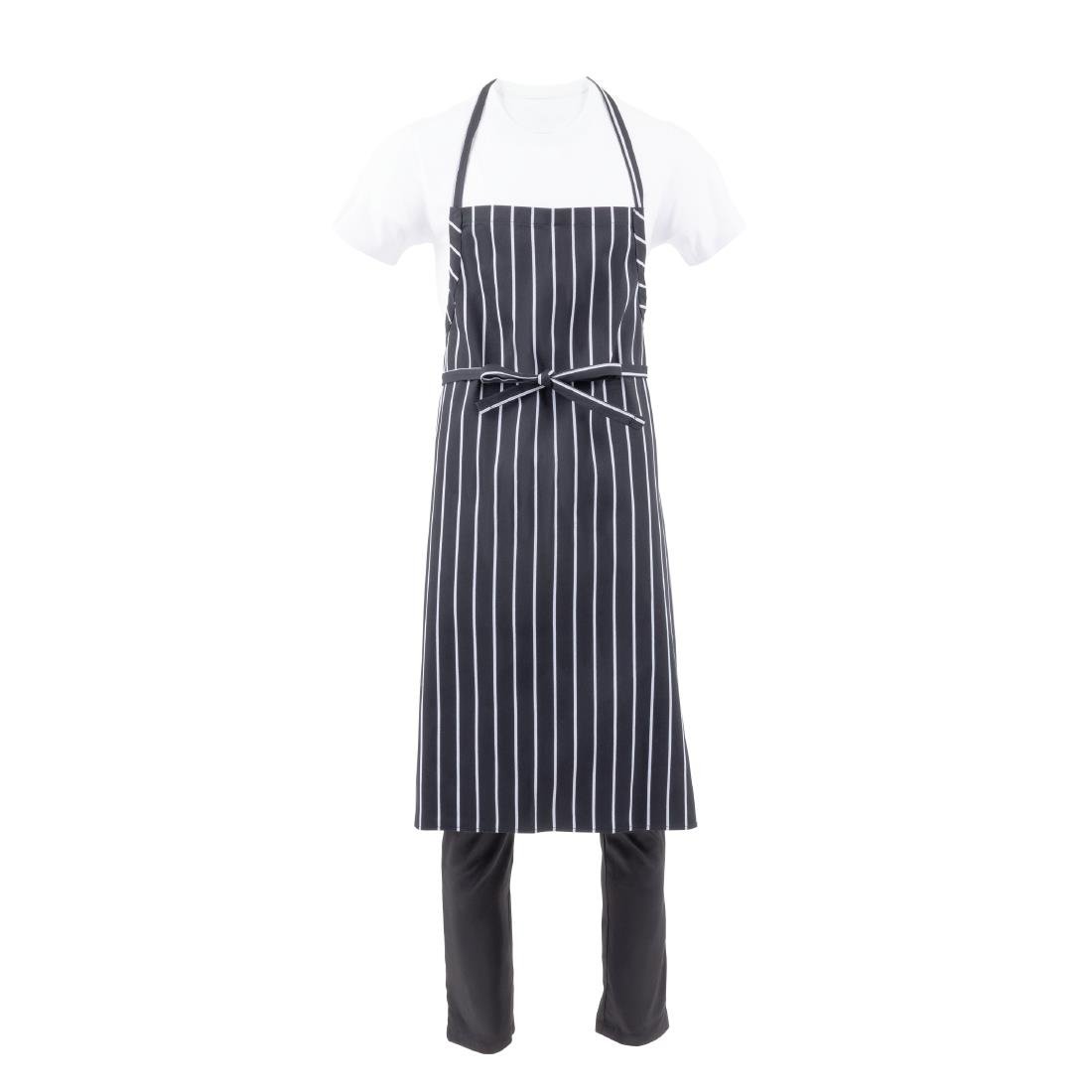 chef works premium geweven schort zwart wit gestreept Chef Works Premium geweven schort zwart-wit gestreept
