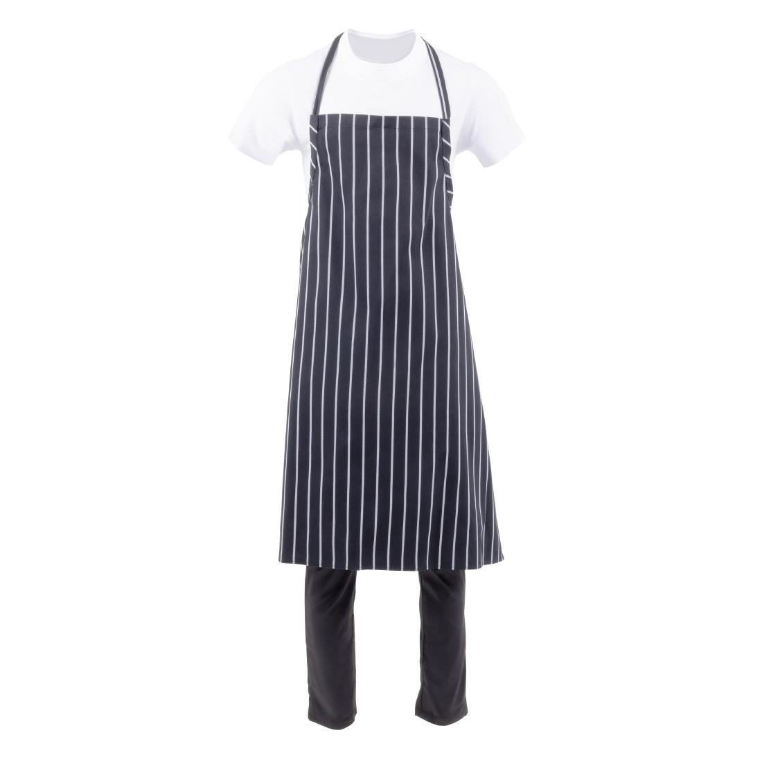 chef works premium geweven schort zwart wit gestreept Chef Works Premium geweven schort zwart-wit gestreept