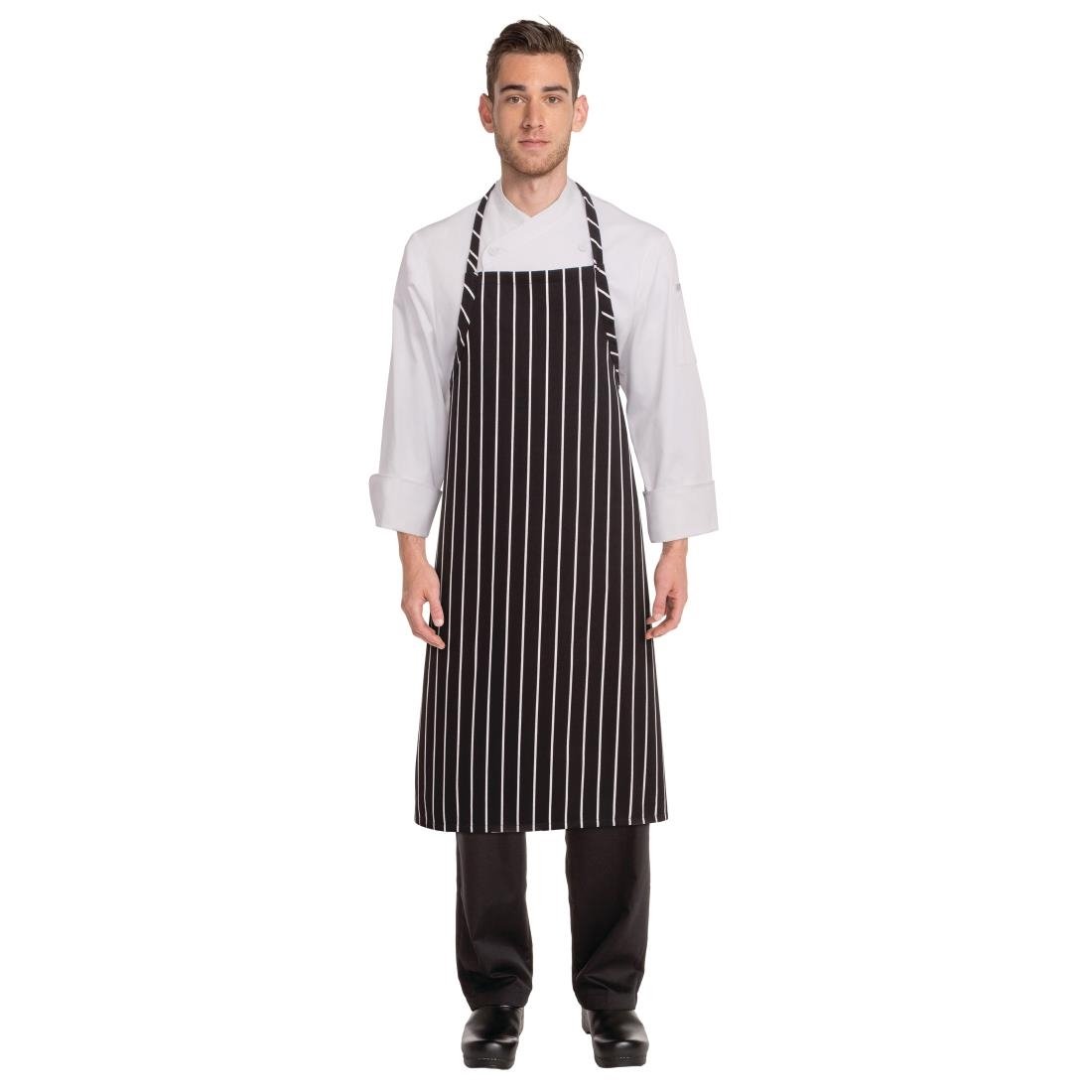 chef works premium geweven schort zwart wit gestreept Chef Works Premium geweven schort zwart-wit gestreept
