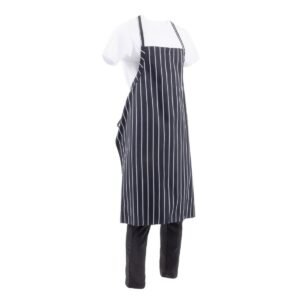 Chef Works Premium geweven schort zwart-wit gestreept