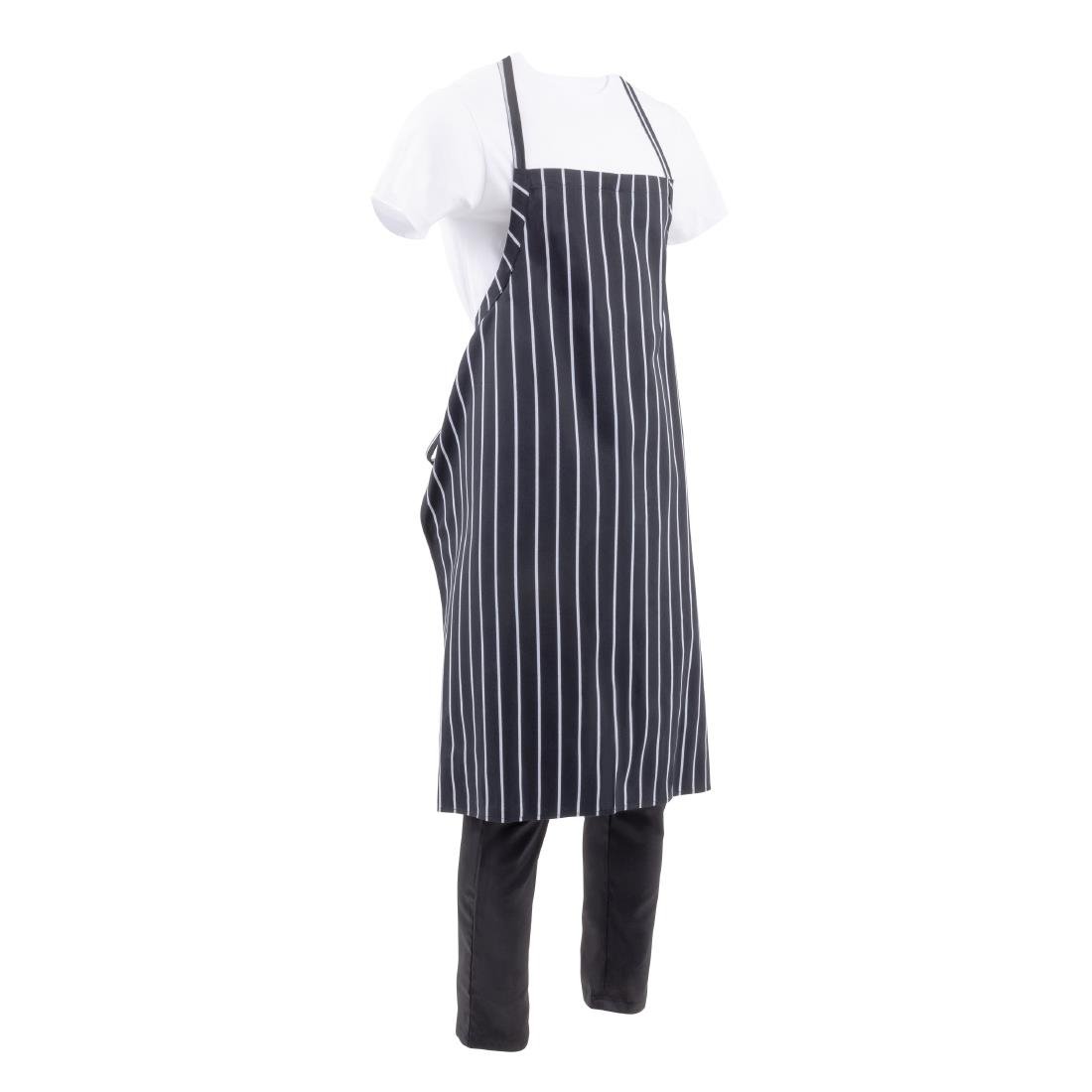 chef works premium geweven schort zwart wit gestreept Chef Works Premium geweven schort zwart-wit gestreept