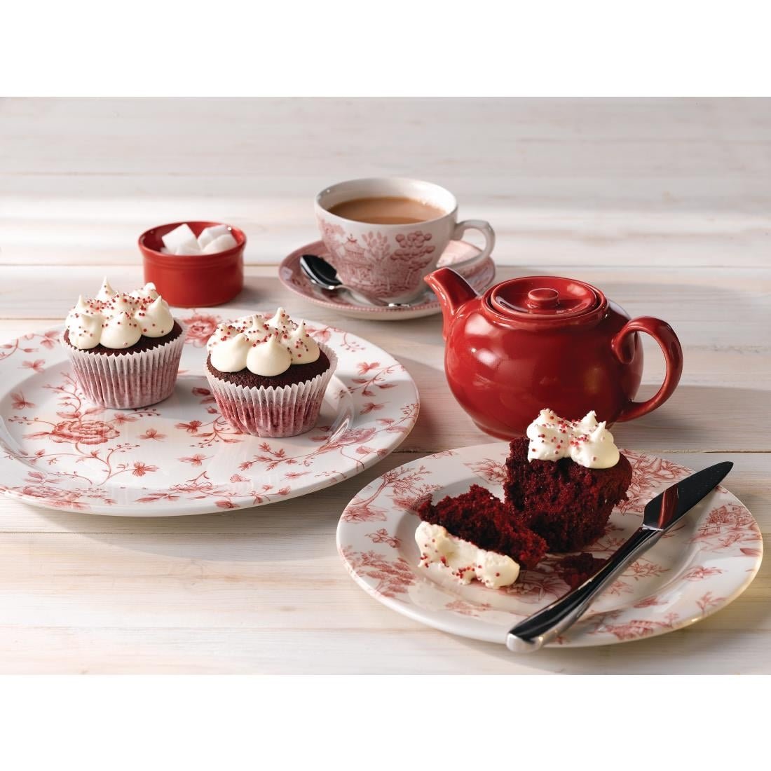 churchill rose chintz cranberry bord 16.5cm (6 stuks) Churchill Rose Chintz Cranberry Bord 16.5cm (6 stuks)