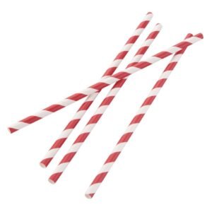 Fiesta Compostable composteerbare papieren rietjes 210mm rood-wit Individueel verpakt (250 stuks)