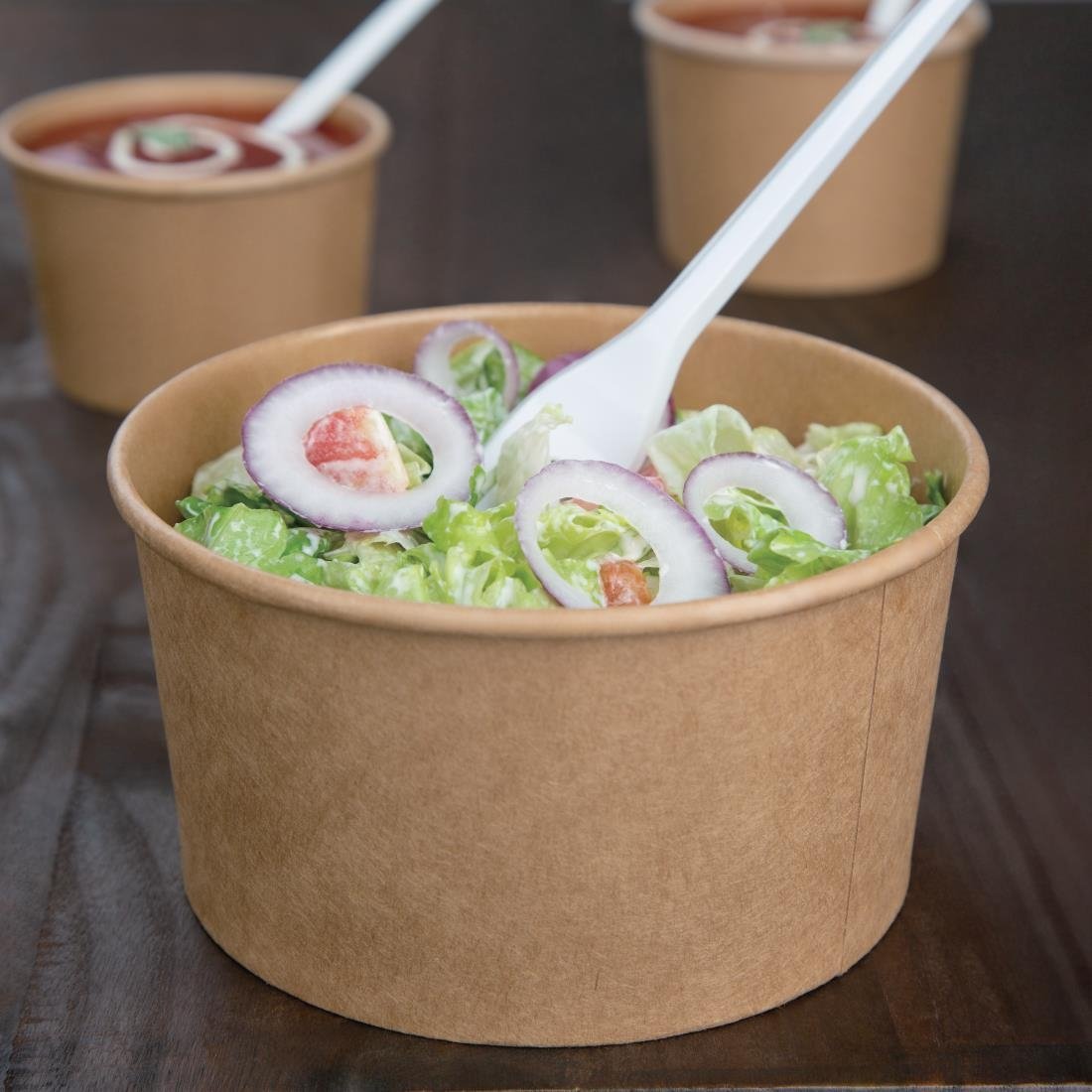 fiesta compostable ronde kraft saladeschaal 1ltr (300 stuks) Fiesta Compostable ronde kraft saladeschaal 1Ltr (300 stuks)