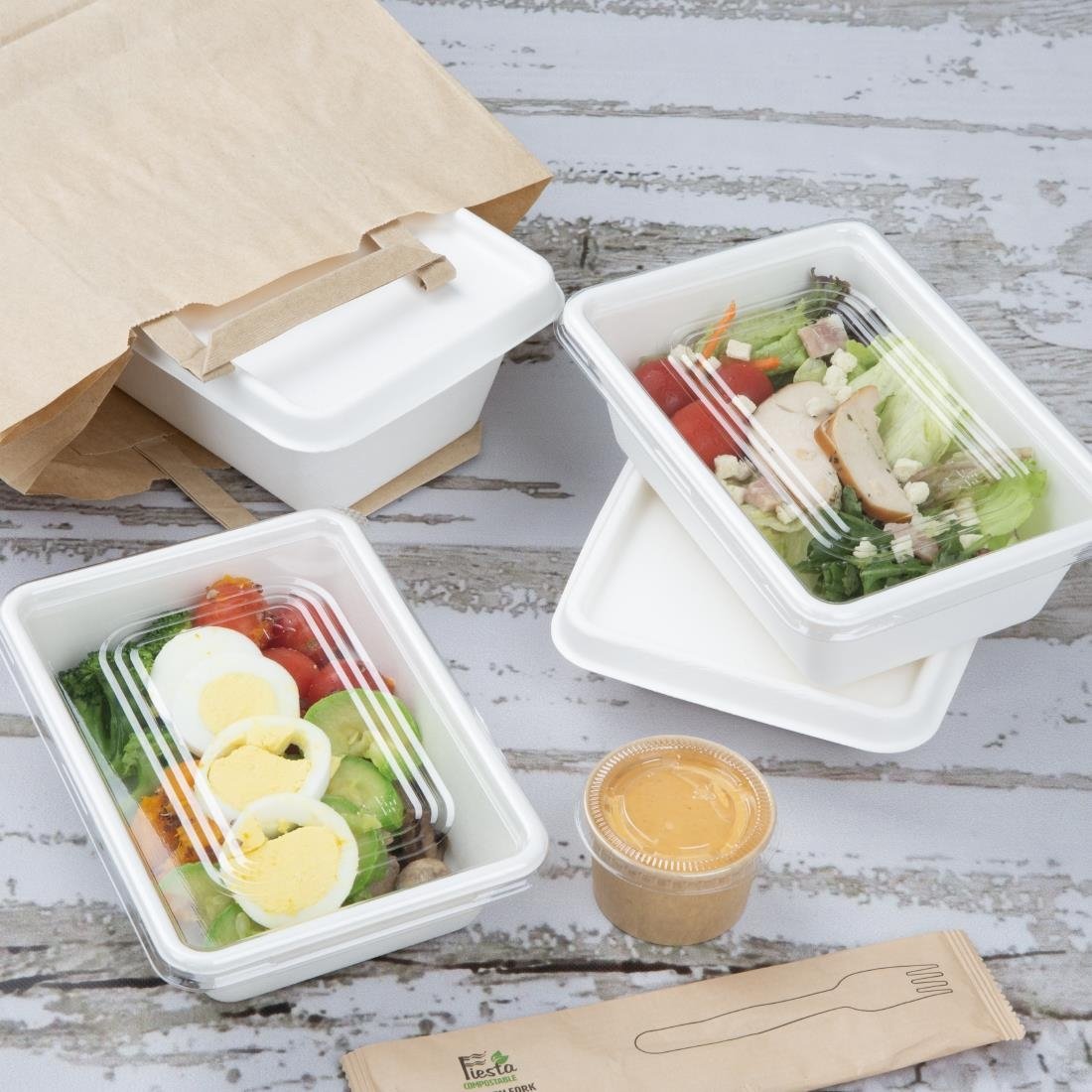 fiesta composteerbare bagasse voedsel container basissen 650ml (100 stuks) Fiesta Composteerbare Bagasse Voedsel Container Basissen 650ml (100 stuks)