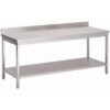 Gastro M RVS werktafel met onderblad en achteropstand 88x150x70cm