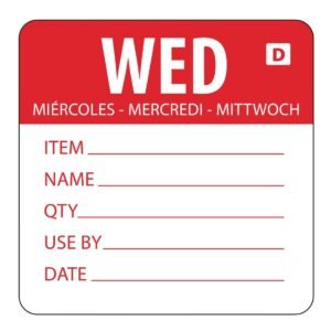 Hygiplas oplosbare kleurcode voedseletiketten woensdag (250 stuks)