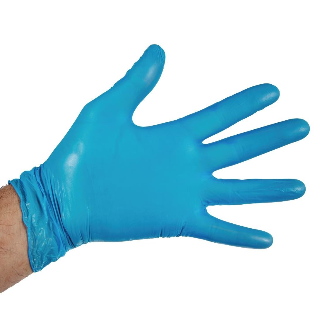 hygiplas poedervrije vinyl handschoenen blauw large (100 stuks) Hygiplas poedervrije vinyl handschoenen blauw Large (100 stuks)