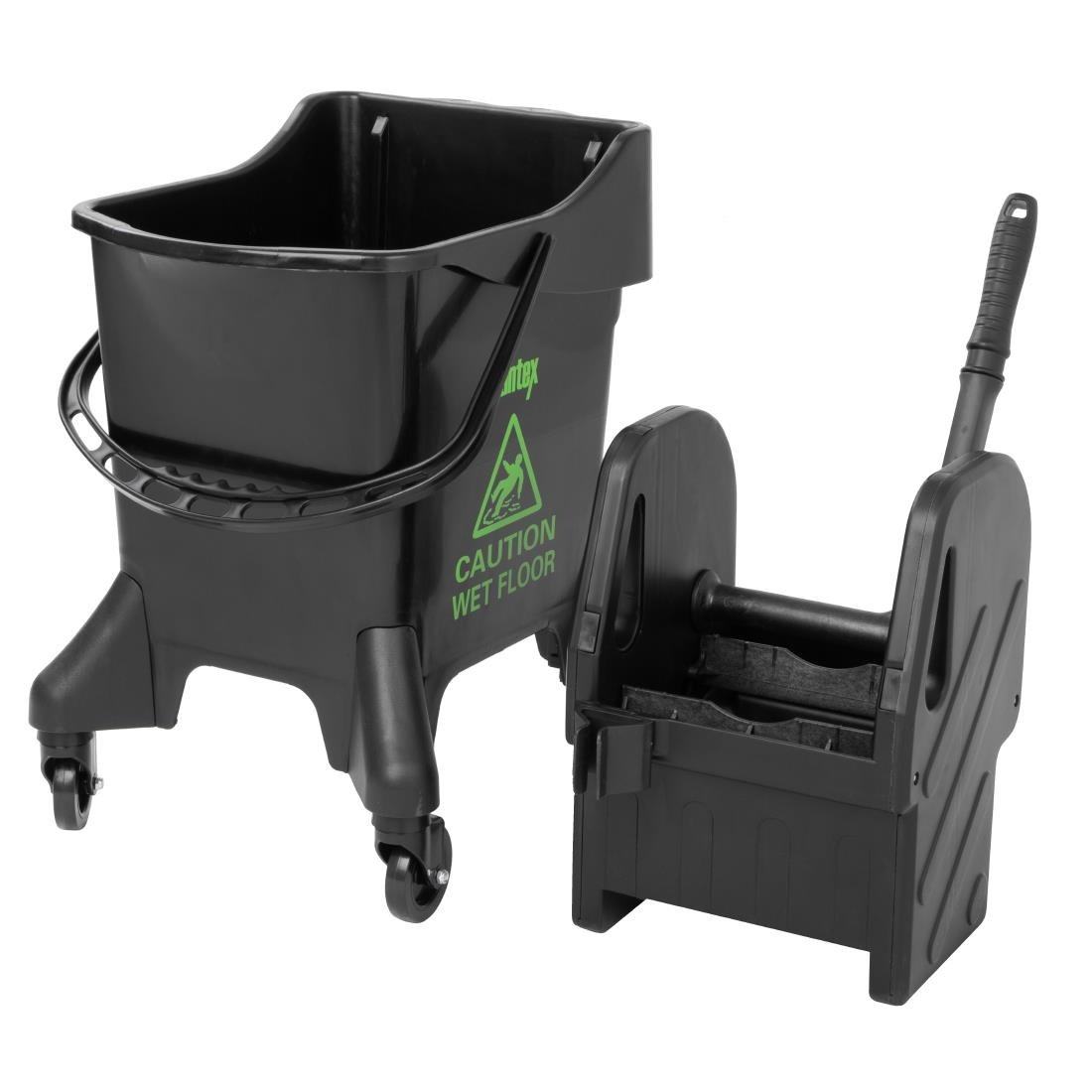 jantex 20ltr hoge mopemmer en wringpers groene opdruk Jantex 20Ltr Hoge Mopemmer En Wringpers - Groene Opdruk