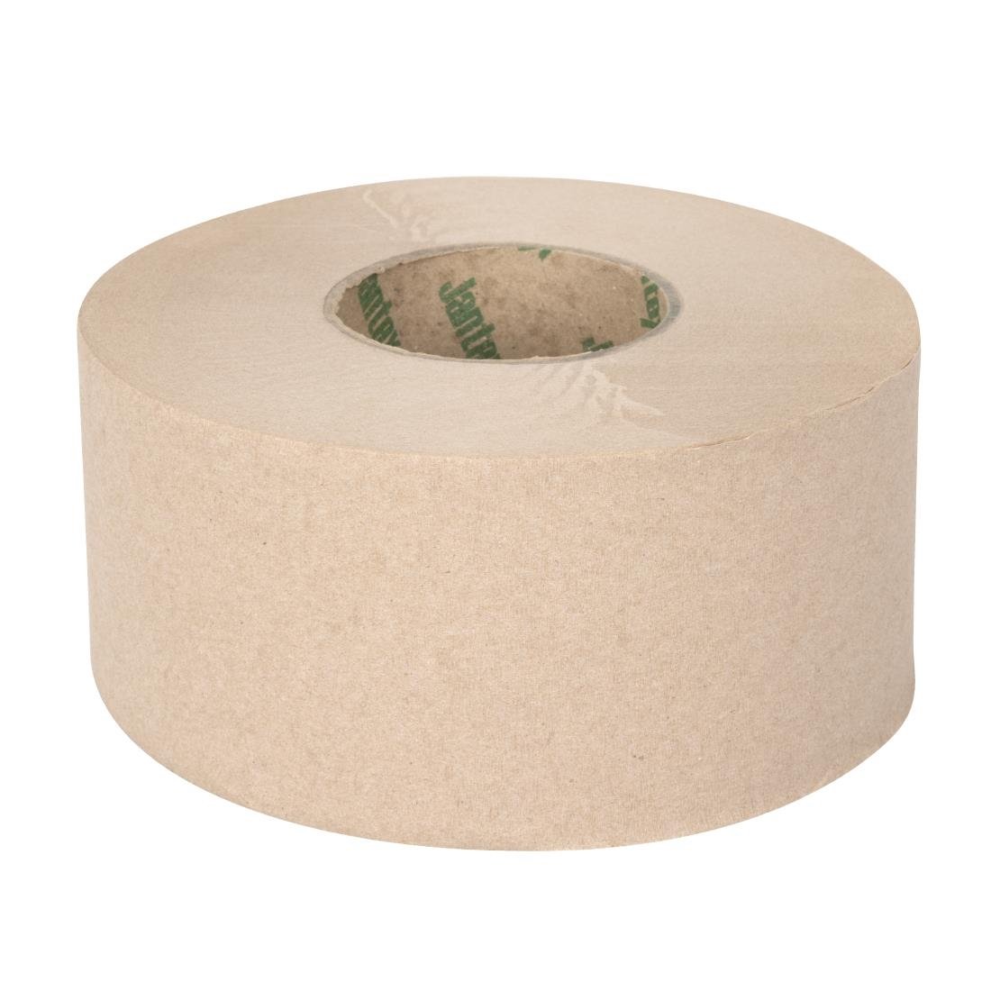 jantex groen 100% gerecycled mini jumbo rol navulling 2 laags 150m (12 stuks) Jantex Groen 100% Gerecycled Mini Jumbo Rol Navulling 2-laags - 150m (12 stuks)