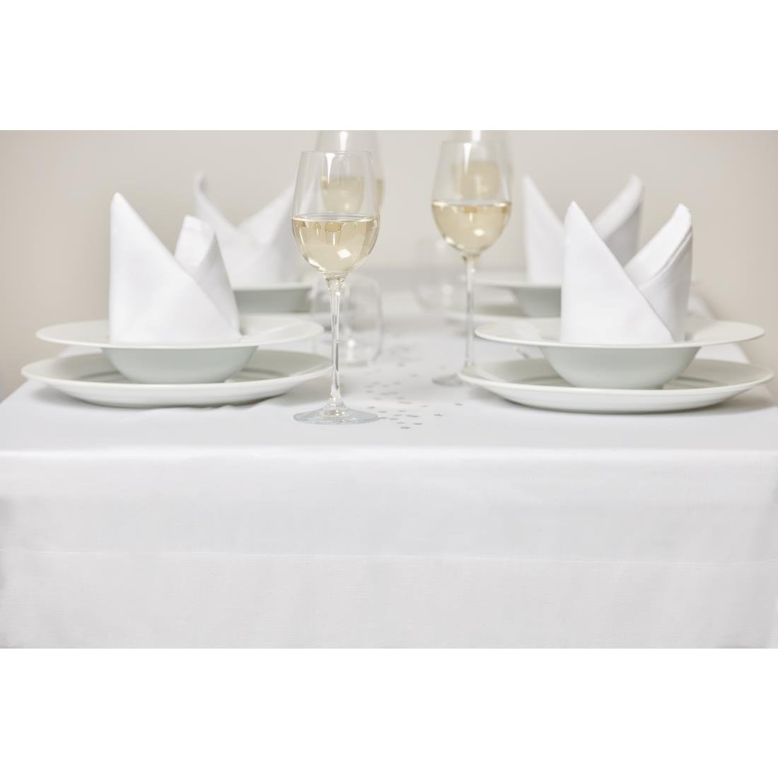 mitre luxe satijnen band servetten katoen wit (10 stuks) Mitre luxe satijnen band servetten katoen wit (10 stuks)