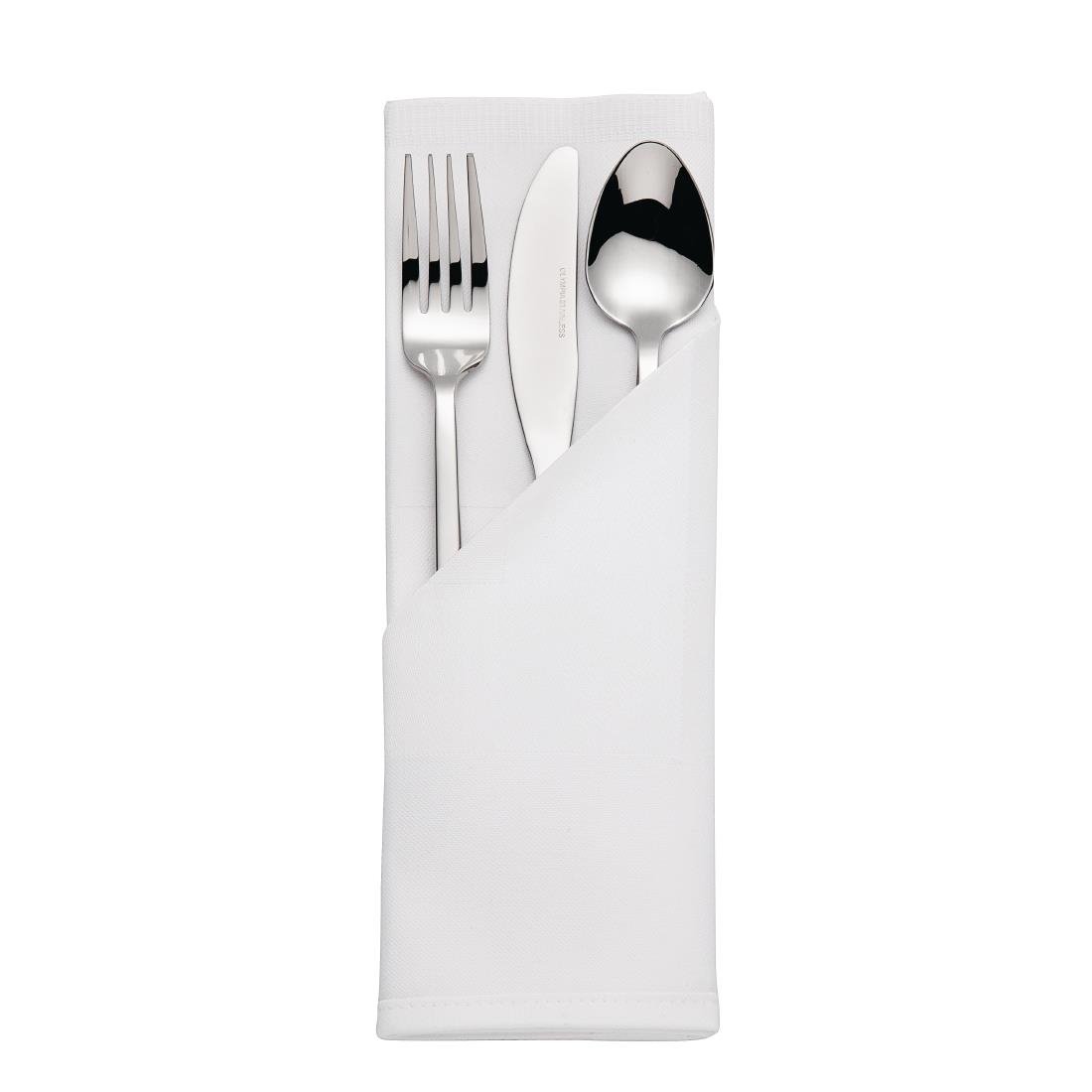 mitre luxe satijnen band servetten katoen wit (10 stuks) Mitre luxe satijnen band servetten katoen wit (10 stuks)