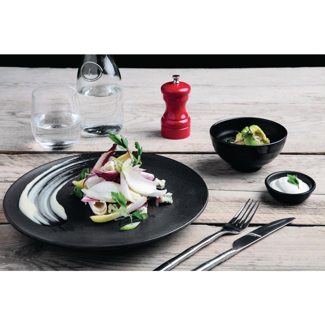 olympia fusion ronde borden 27cm zwart (4 stuks) Olympia Fusion Ronde Borden 27cm Zwart (4 Stuks)