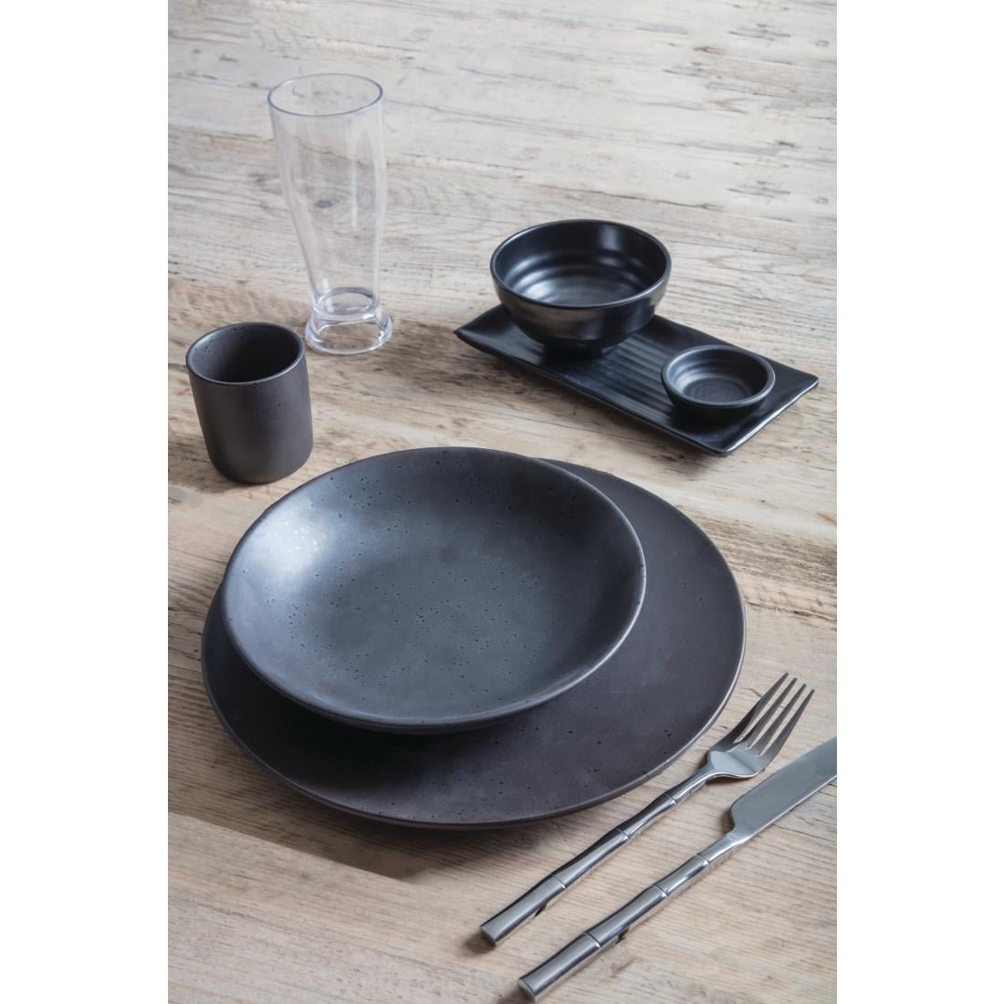 olympia fusion ronde borden 27cm zwart (4 stuks) Olympia Fusion Ronde Borden 27cm Zwart (4 Stuks)
