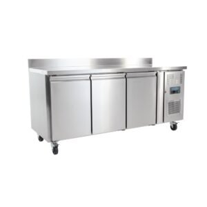 Polar U-Serie Koelwerkbank met Drie Deuren en Opstand 417Ltr