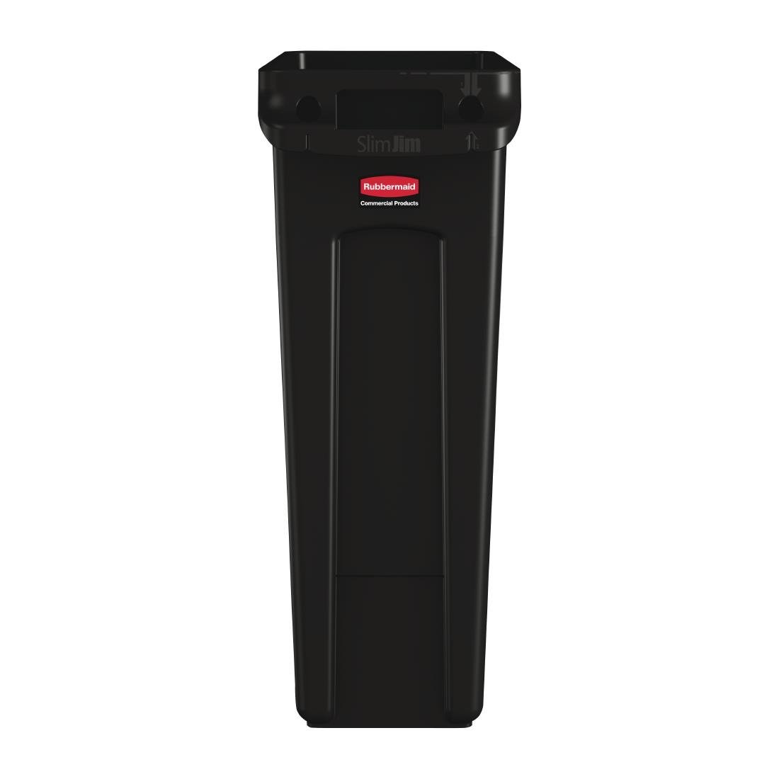 rubbermaid slim jim afvalbak met ventilatiekanalen zwart 87ltr Rubbermaid Slim Jim afvalbak met ventilatiekanalen zwart 87Ltr
