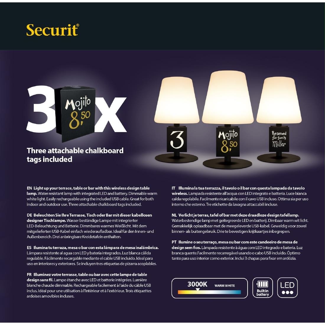 securit zwarte tafellamp michelle incl 3 bevestigbare krijtbordlabels Securit Zwarte Tafellamp Michelle Incl 3 Bevestigbare Krijtbordlabels