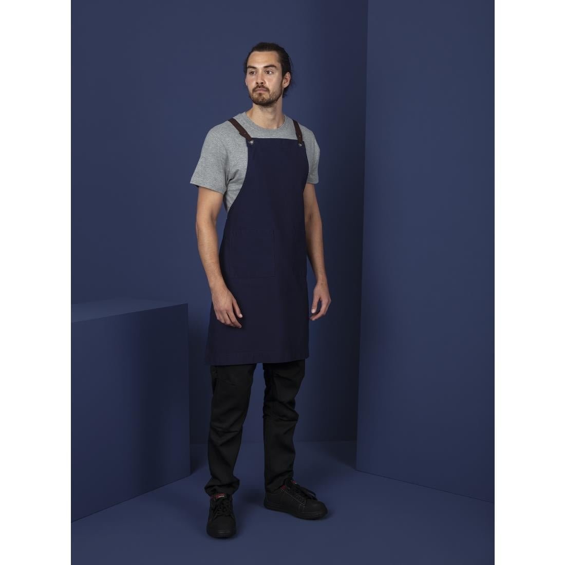 southside cotton canvas halterschort marineblauw Southside Cotton canvas halterschort marineblauw