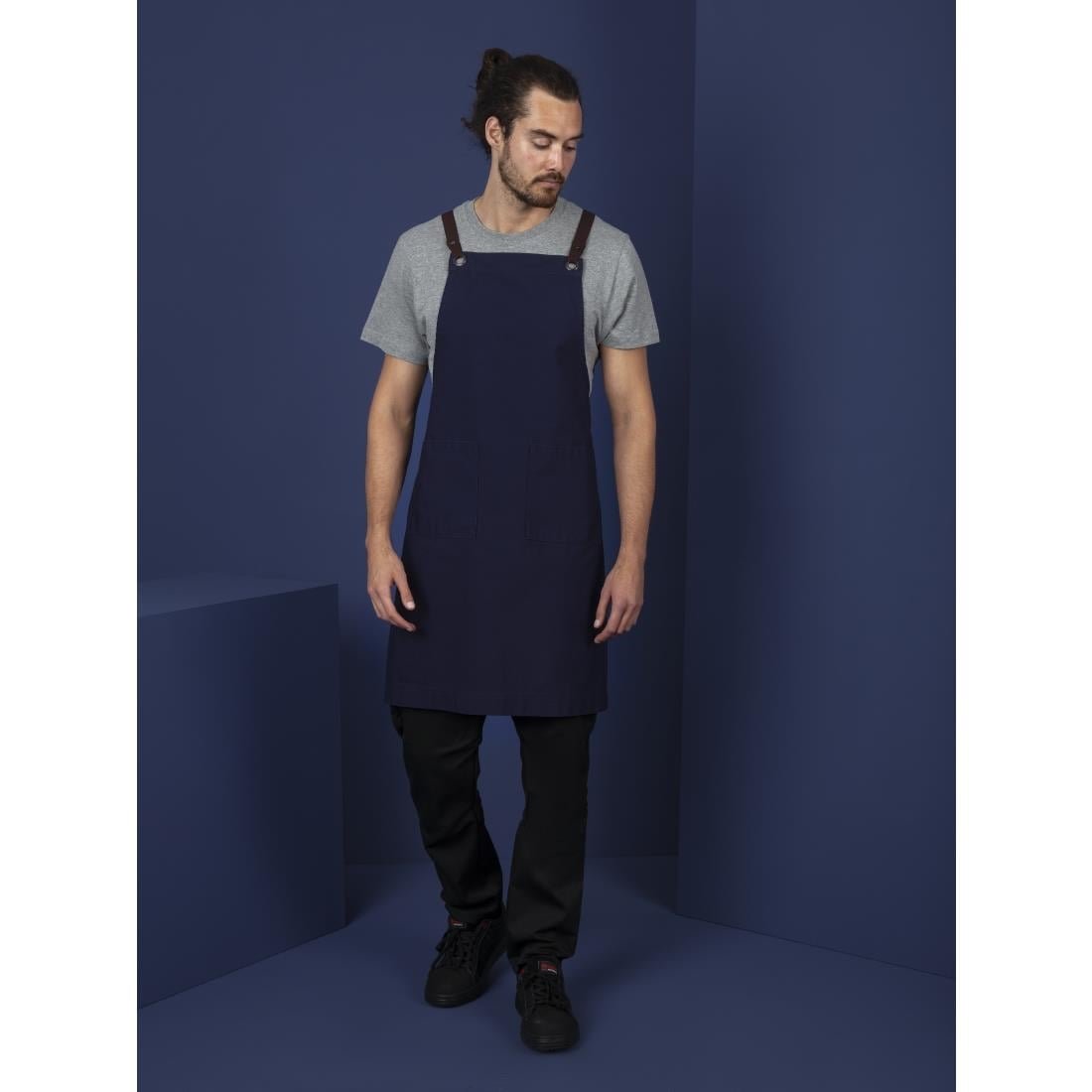 southside cotton canvas halterschort marineblauw Southside Cotton canvas halterschort marineblauw