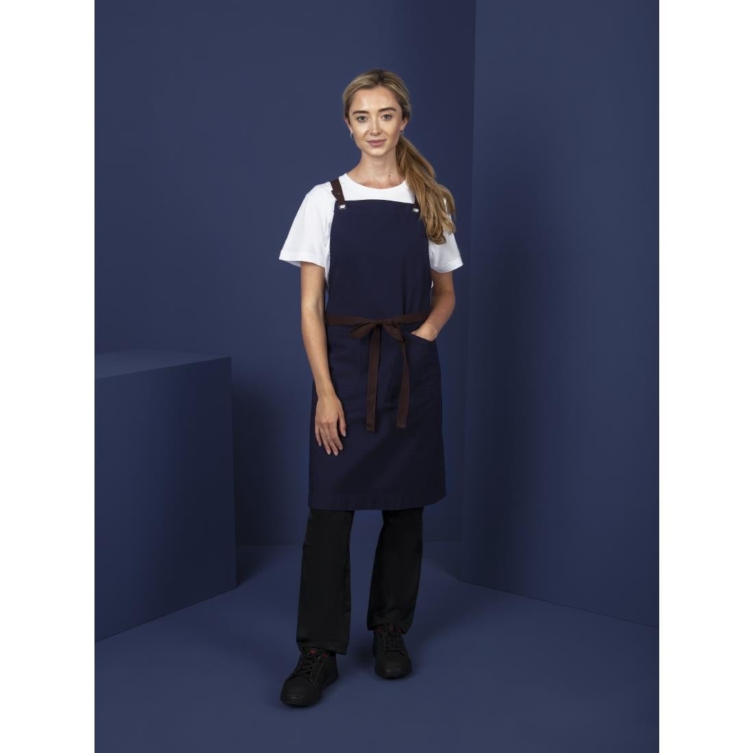 southside cotton canvas halterschort marineblauw Southside Cotton canvas halterschort marineblauw