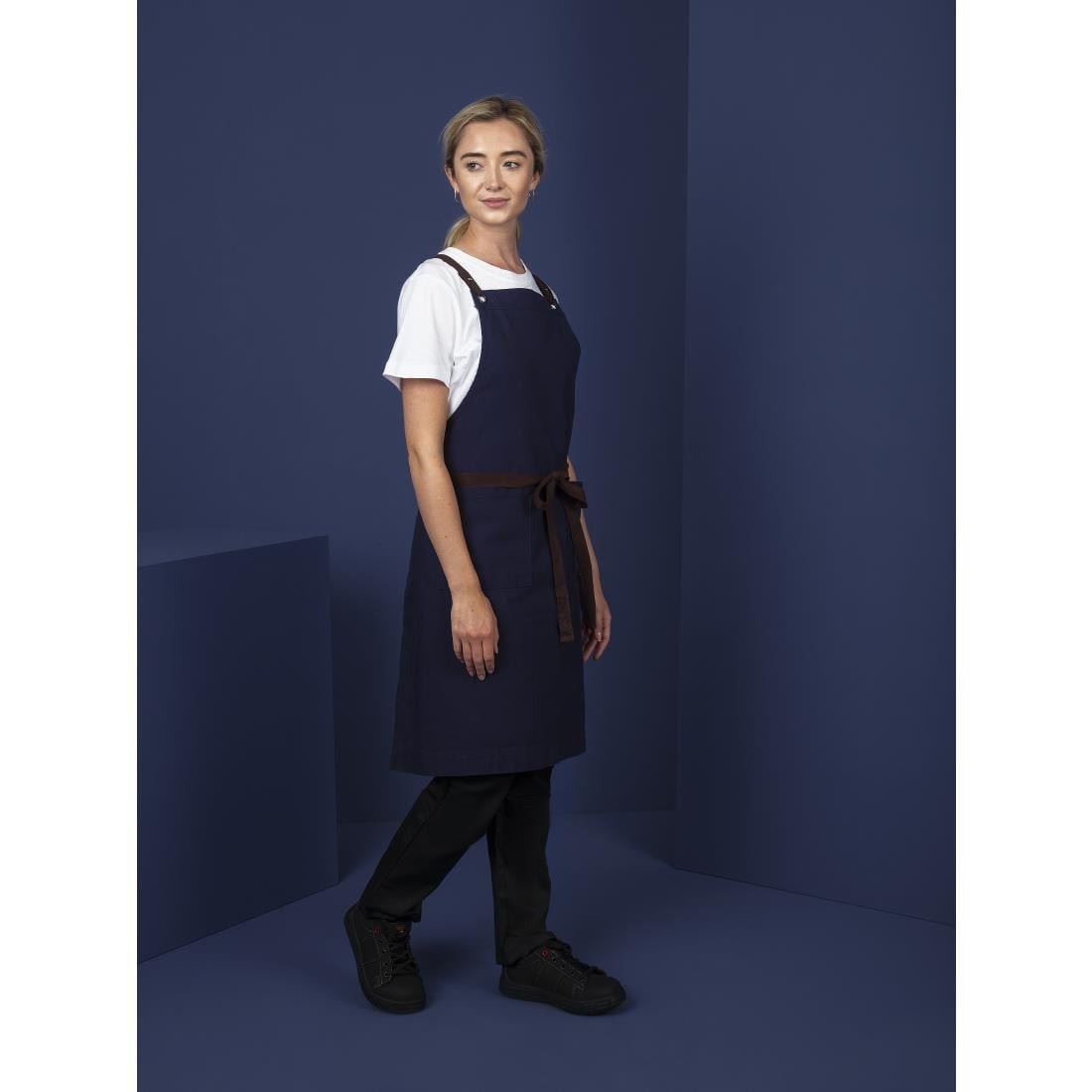southside cotton canvas halterschort marineblauw Southside Cotton canvas halterschort marineblauw