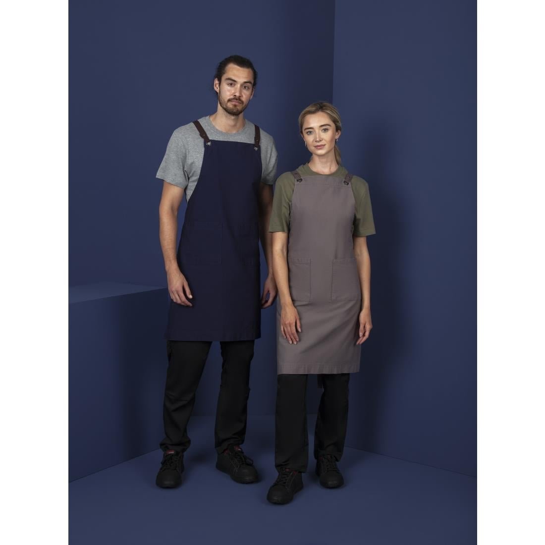 southside cotton canvas halterschort marineblauw Southside Cotton canvas halterschort marineblauw