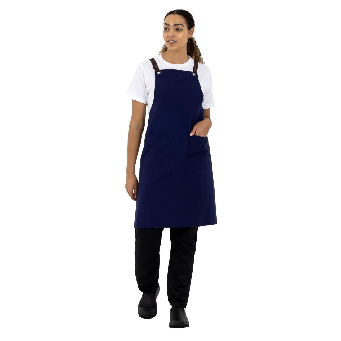 southside cotton canvas halterschort marineblauw Southside Cotton canvas halterschort marineblauw