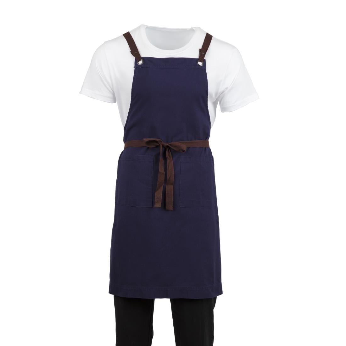 southside cotton canvas halterschort marineblauw Southside Cotton canvas halterschort marineblauw