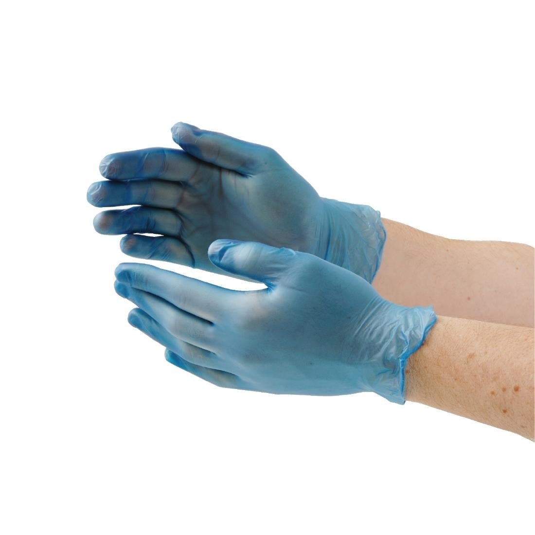 vogue gepoederde vinyl handschoenen blauw large (100 stuks) Vogue Gepoederde Vinyl Handschoenen Blauw Large (100 stuks)
