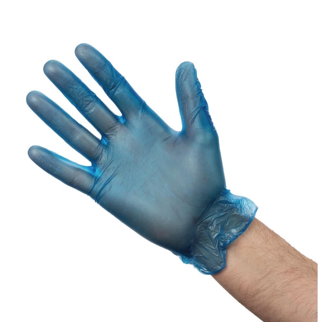vogue gepoederde vinyl handschoenen blauw large (100 stuks) Vogue Gepoederde Vinyl Handschoenen Blauw Large (100 stuks)