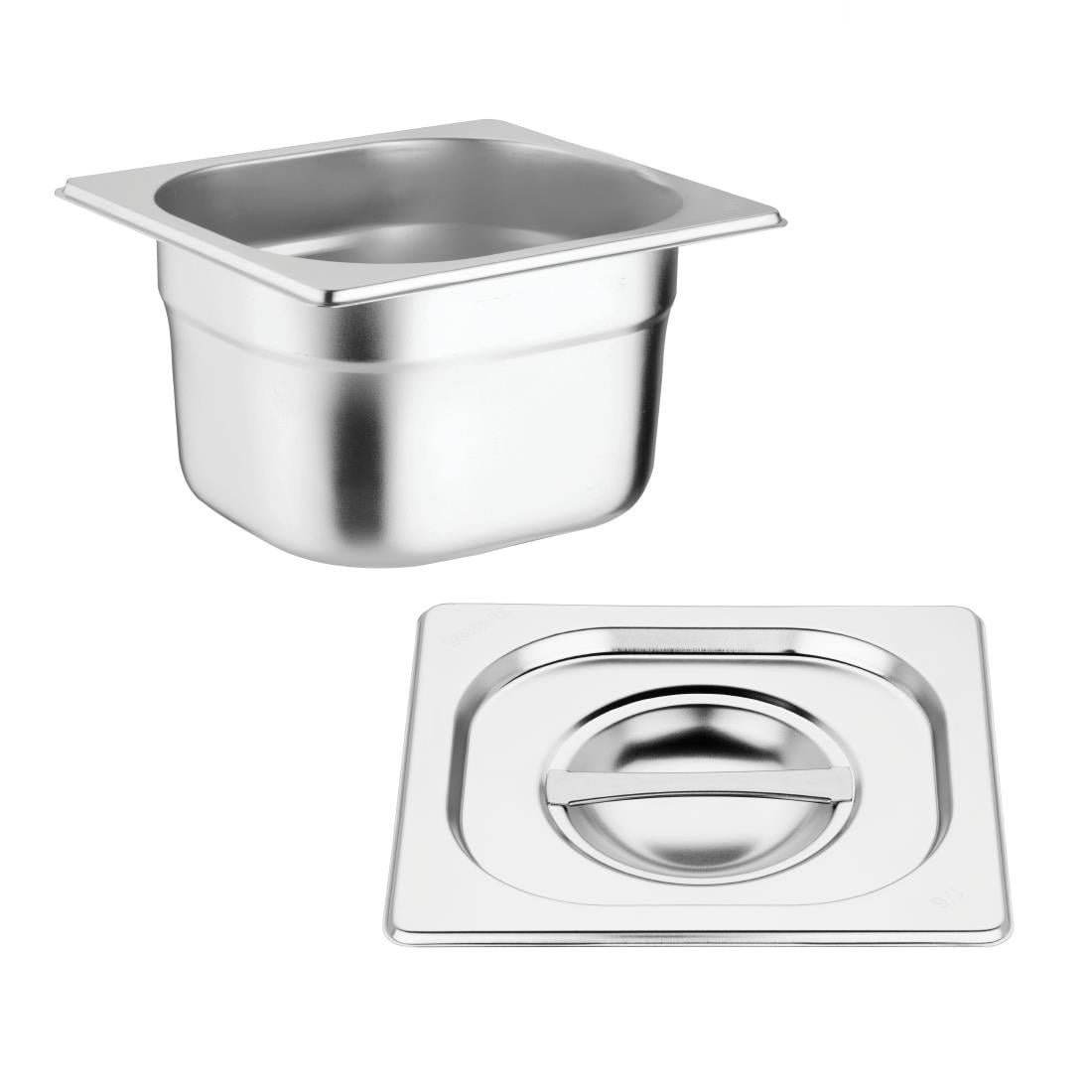 vogue roestvrijstalen gastronormbakken set met deksels 1/6 (4 stuks) Vogue roestvrijstalen gastronormbakken set met deksels 1/6 (4 stuks)