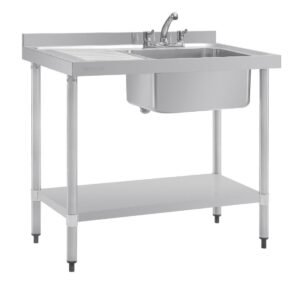Vogue RVS spoeltafel enkele spoelbak aan rechterzijde 100x60cm