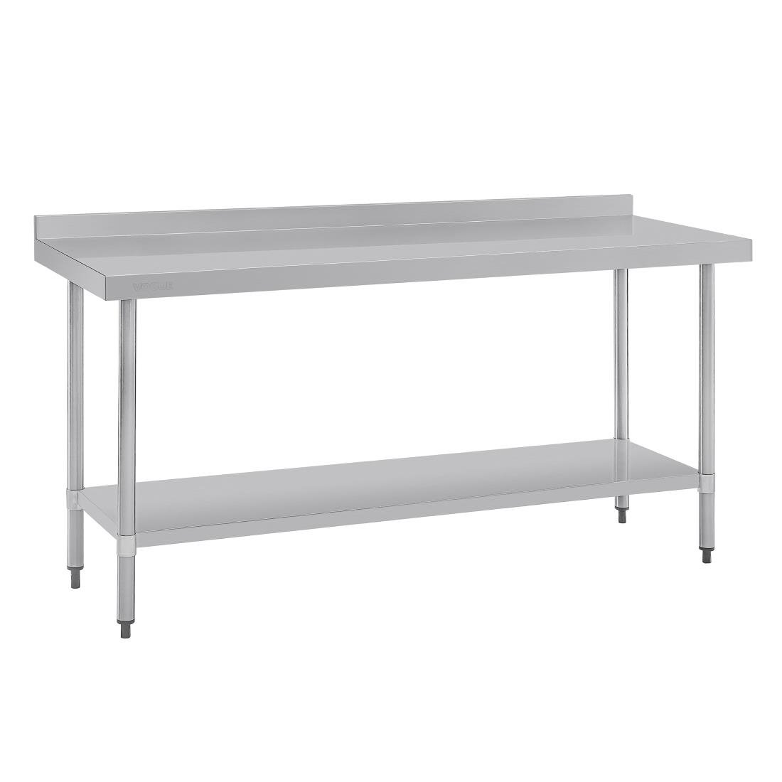 vogue rvs werktafel met achteropstand 90x180x60cm Vogue RVS werktafel met achteropstand 90x180x60cm