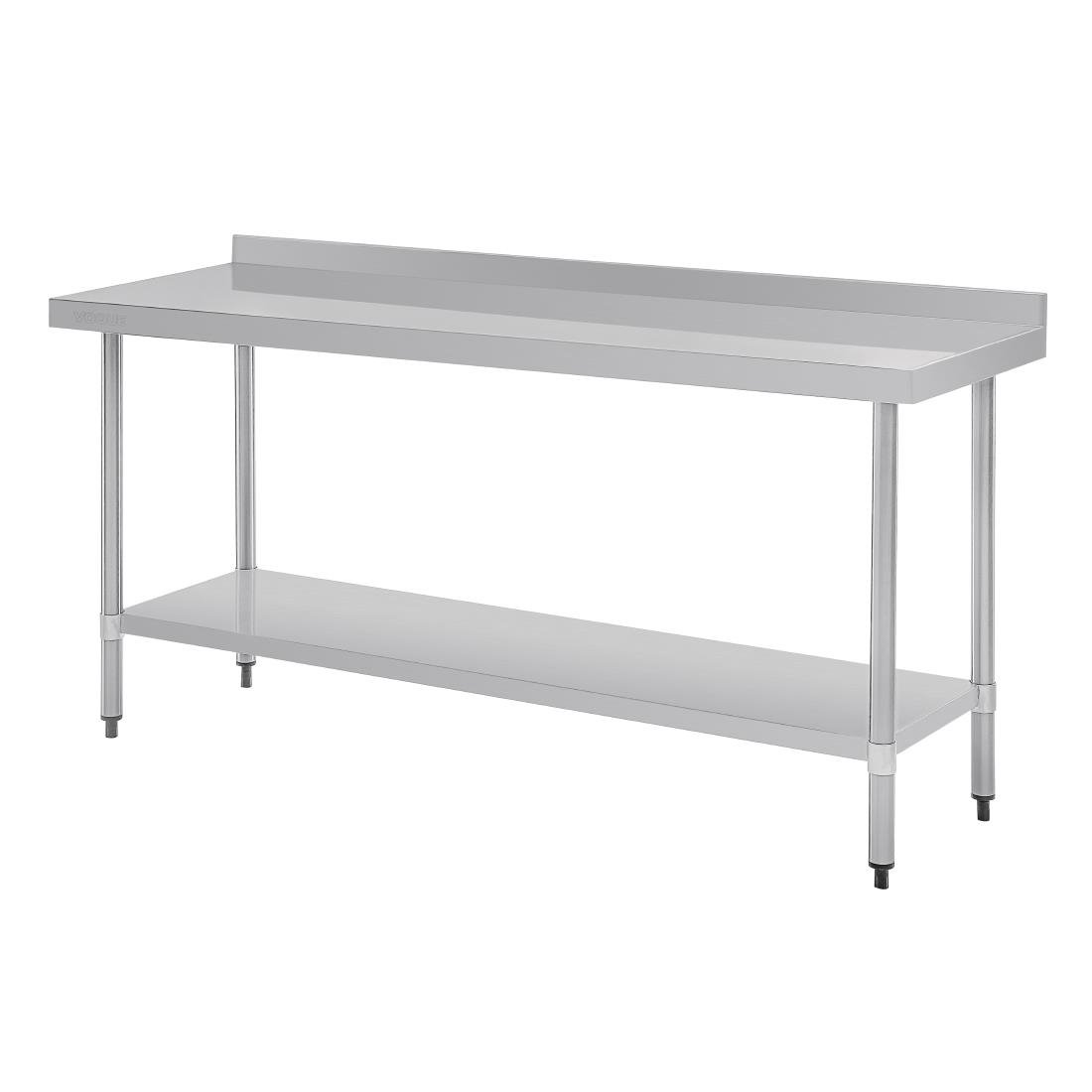 vogue rvs werktafel met achteropstand 90x180x60cm Vogue RVS werktafel met achteropstand 90x180x60cm