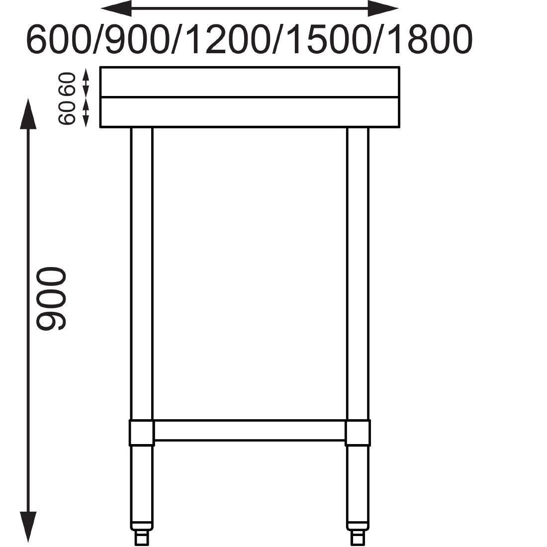 vogue rvs werktafel met achteropstand 90x180x60cm Vogue RVS werktafel met achteropstand 90x180x60cm