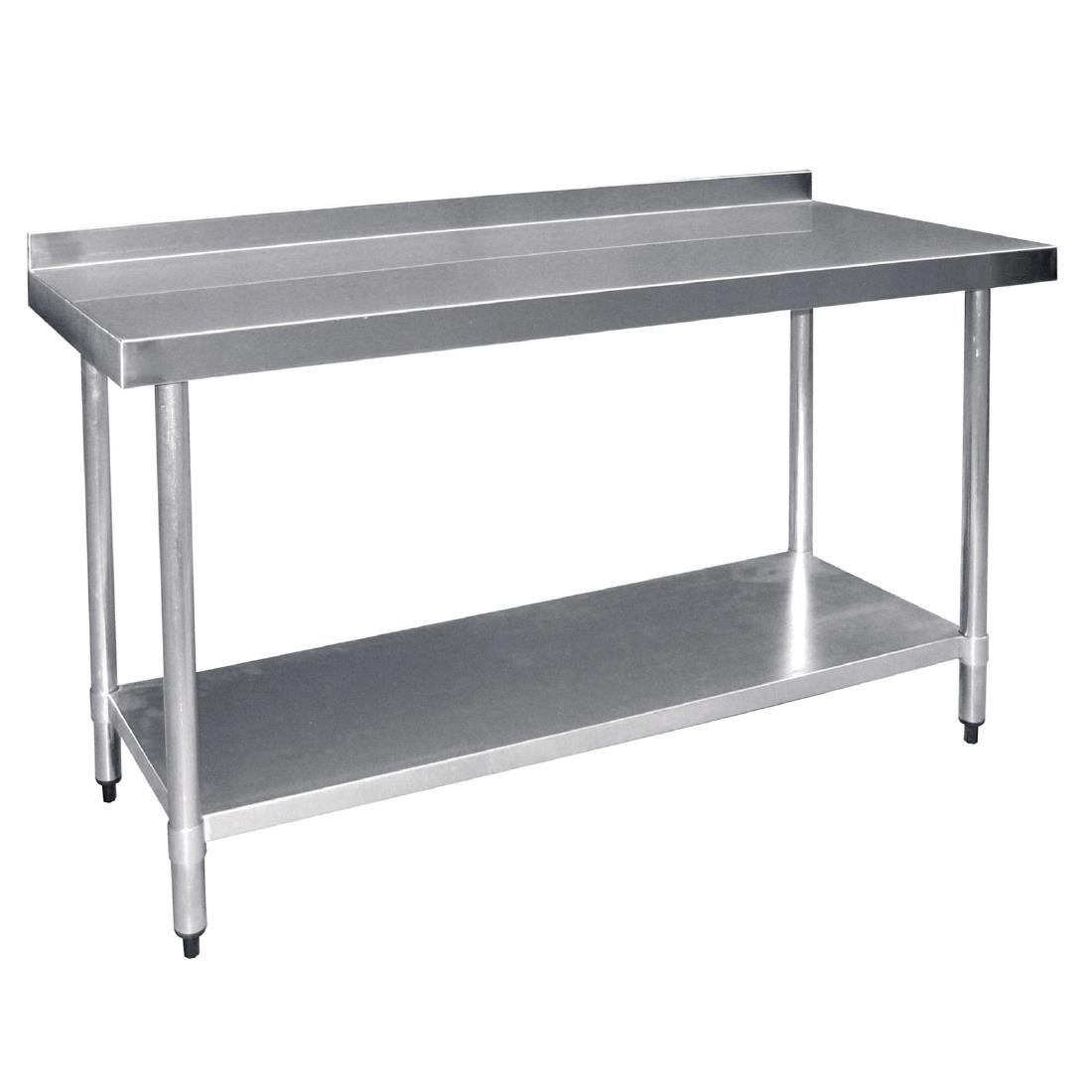 vogue rvs werktafel met achteropstand 90x180x60cm Vogue RVS werktafel met achteropstand 90x180x60cm